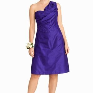 Vintage Watters & Watters Silk One Shoulder Dress Purple Size 6 Formal Cocktail